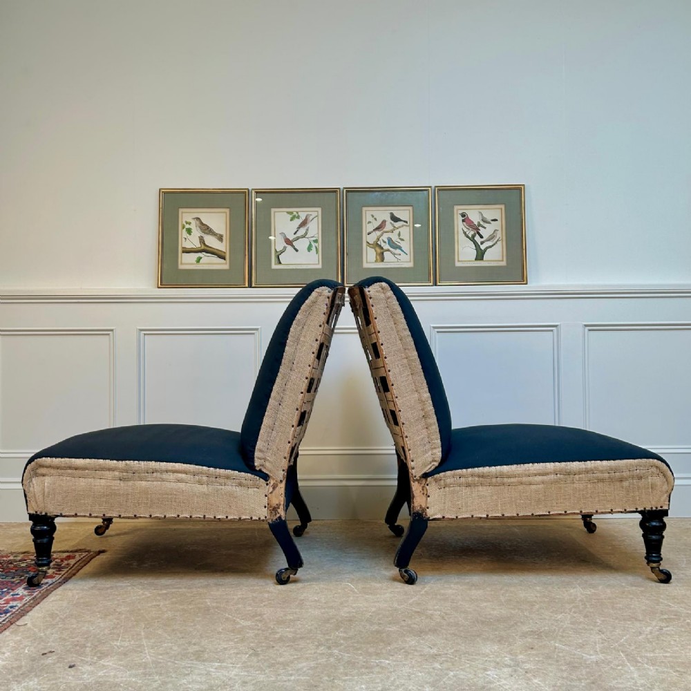 A Pair of Oversized 19th C Country House Slipper Chairs View IV