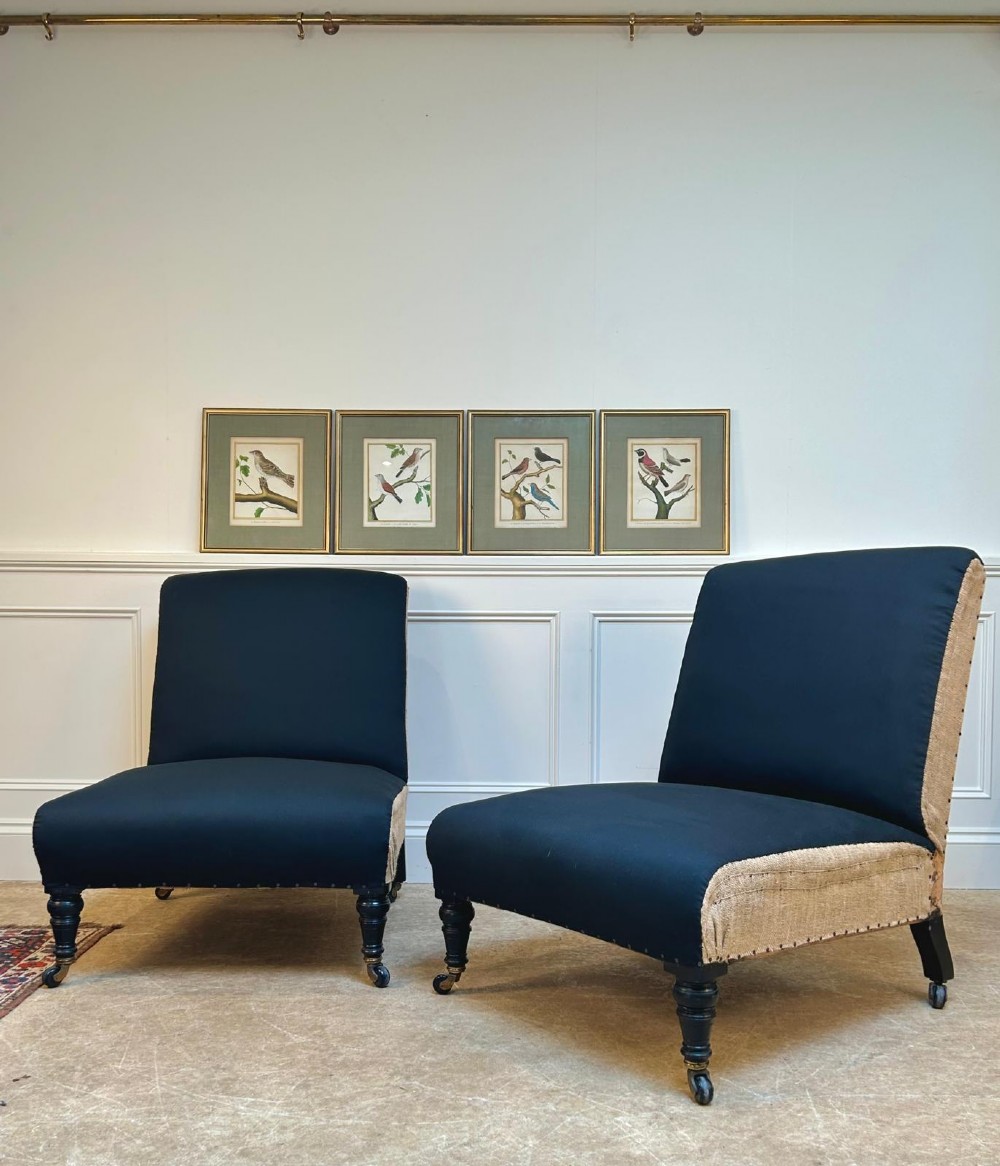 A Pair of Oversized 19th C Country House Slipper Chairs View VI