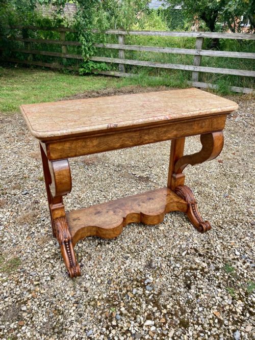 An Unusual 19th Century French Walnut Console of Shallow Depth
