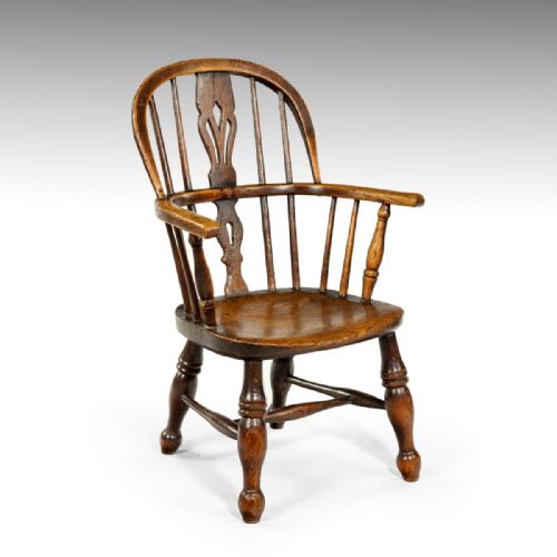A 19th Century Yew & Elm Childs Windsor Chair