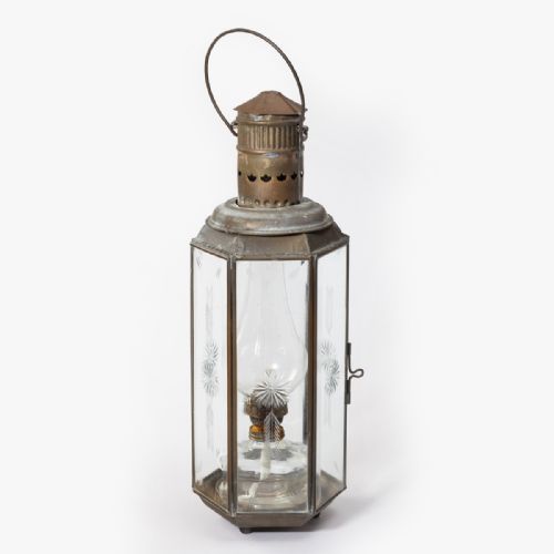 A 19th Century Engraved Glass Storm Lantern