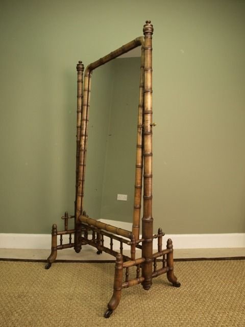 Victorian Bamboo Cheval Mirror