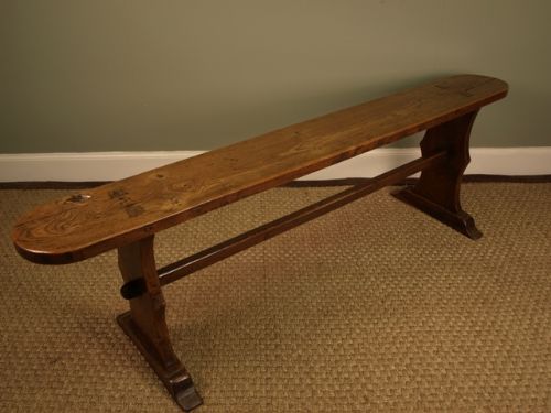 A Solid Elm & Oak Country House Bench Circa 1800