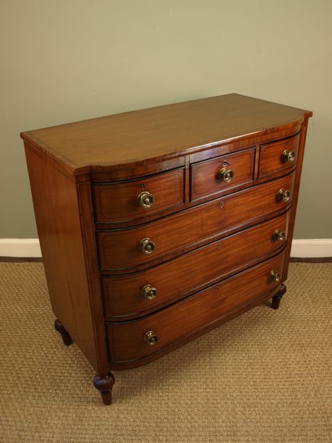 fig 2. A Highly Unusual Regency Mahogany & Yew Wood Bow Front Chest