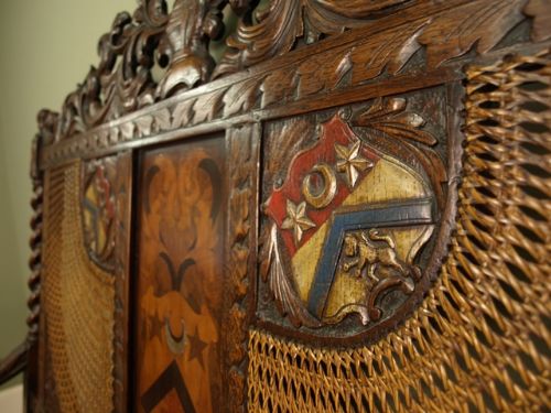 fig 2. A Carved & Painted Victorian Oak Settle
