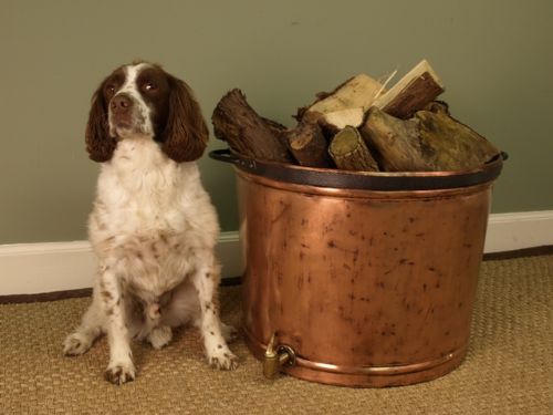 A Large Antique Copper Log Bin