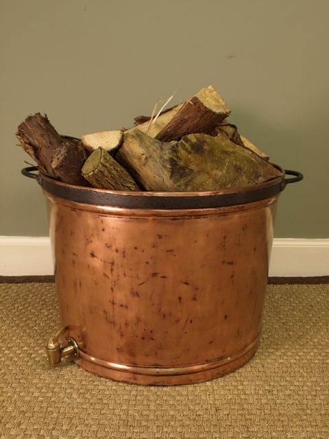 fig 1. A Large Antique Copper Log Bin