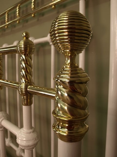 fig 1. A Victorian White Painted Iron & Brass Bed 4ft6 (double)
