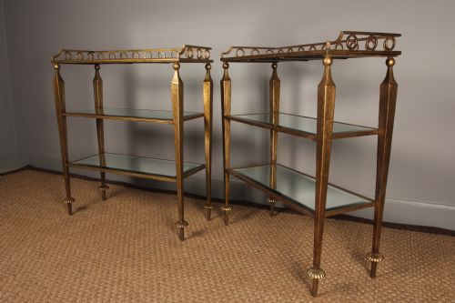 fig 1. A Pair of Gilded Tiered Mirrored Console Tables