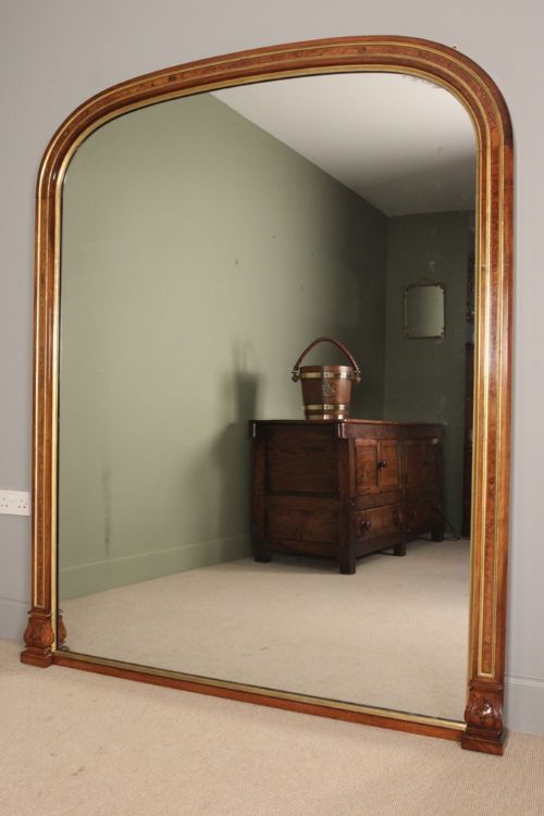 Very Large 19th C. Walnut and Giltwood Mirror