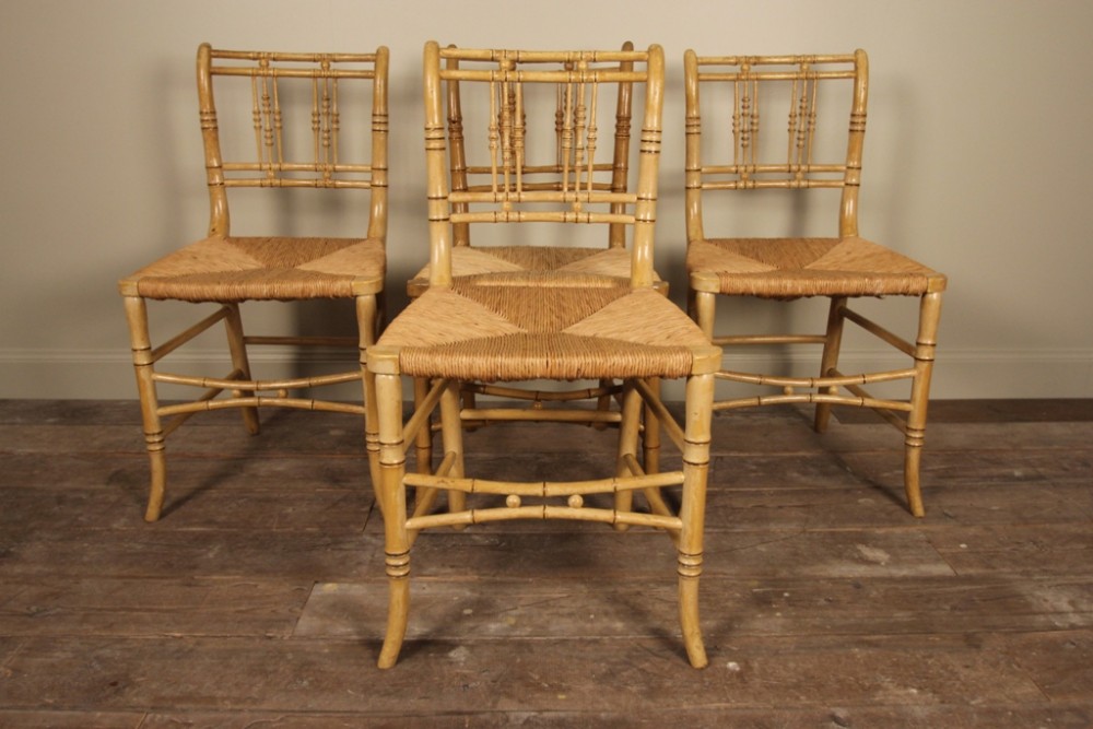 Beautiful Matched Set of 4 Regency Painted Chairs