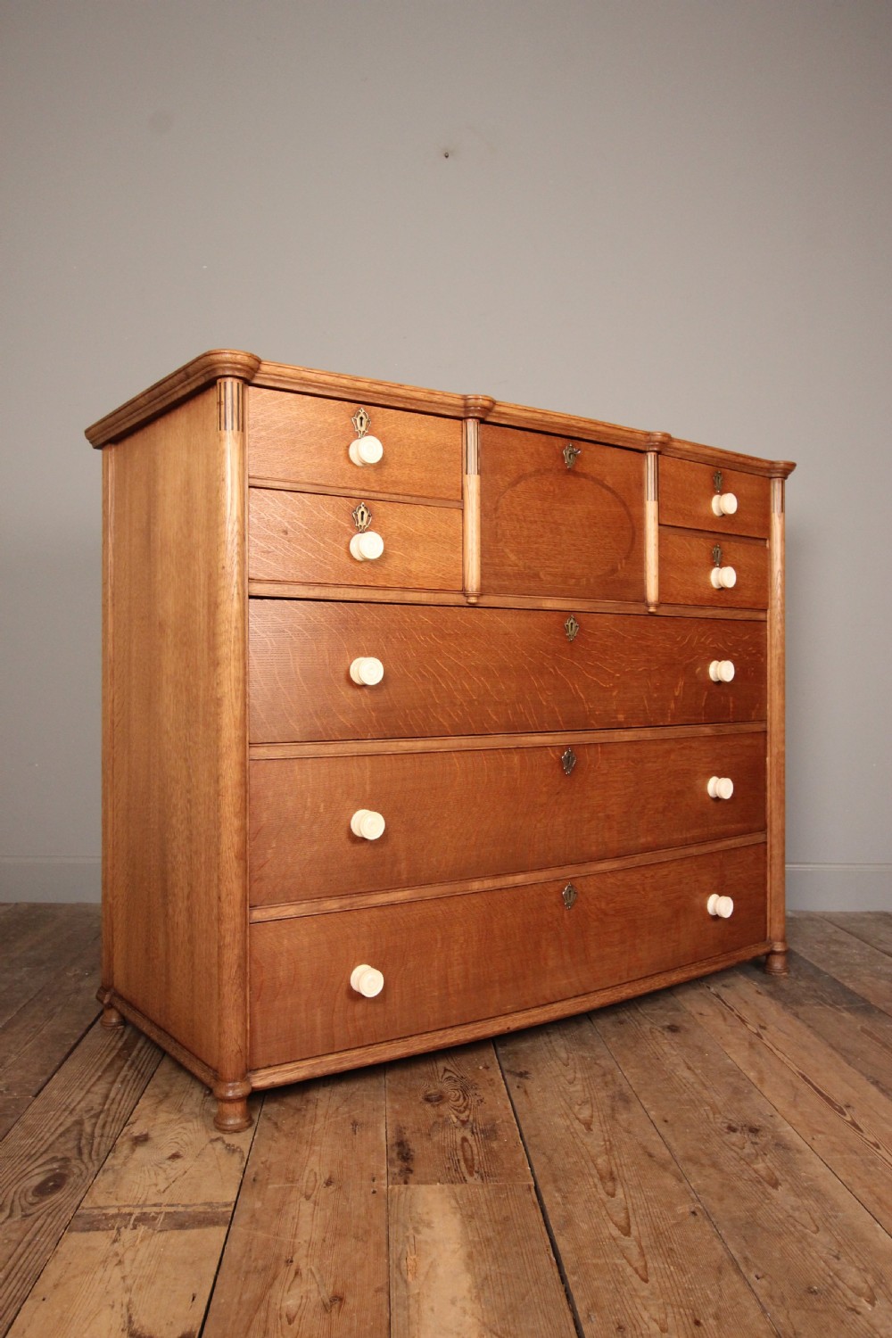 Superb Arts & Crafts Oak Inlaid Chest of Drawers View II