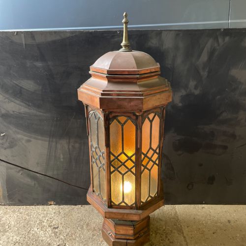 large victorian octagonal copper lantern - CATEGORY: ANTIQUE LIGHTING - DATED 19TH CENTURY