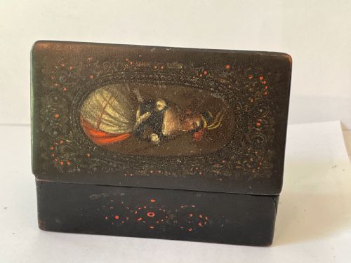 EARLY 19TH C GERMAN PAPIERMCH SNUFF BOX - ADDITIONAL PHOTO 1