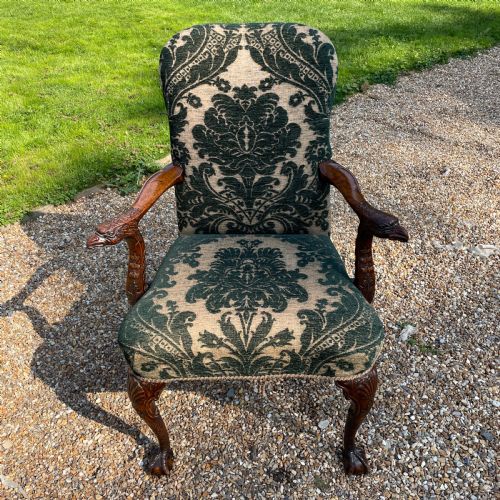 george ii design carved walnut armchair - CATEGORY: ANTIQUE CHAIRS - DATED 1900
