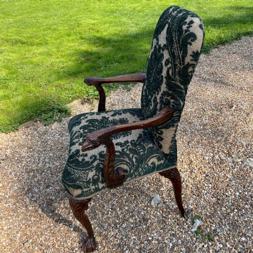 GEORGE II DESIGN CARVED WALNUT ARMCHAIR - ADDITIONAL PHOTO 2