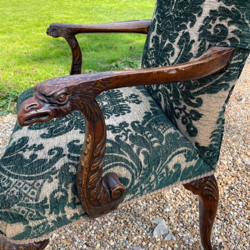 GEORGE II DESIGN CARVED WALNUT ARMCHAIR - ADDITIONAL PHOTO 9