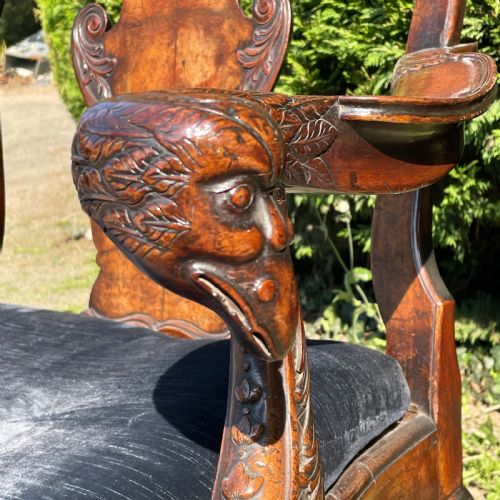 GEORGE II DESIGN CARVED WALNUT CHAIR BACK SOFA - ADDITIONAL PHOTO 2