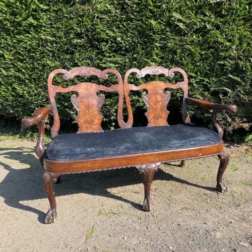 george ii design carved walnut chair back sofa - CATEGORY: ANTIQUE SOFAS - DATED 1900