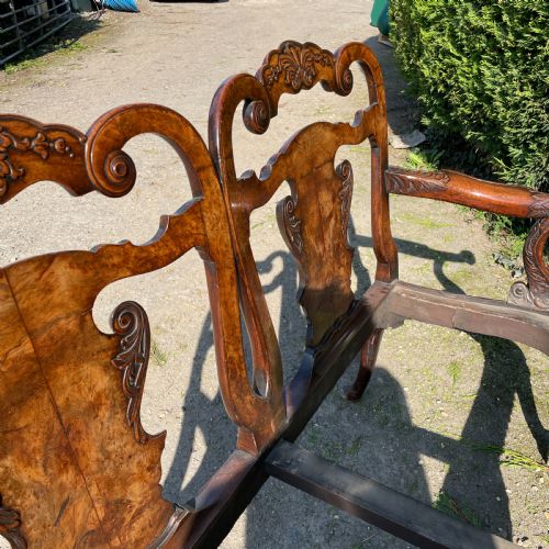 GEORGE II DESIGN CARVED WALNUT CHAIR BACK SOFA - ADDITIONAL PHOTO 7
