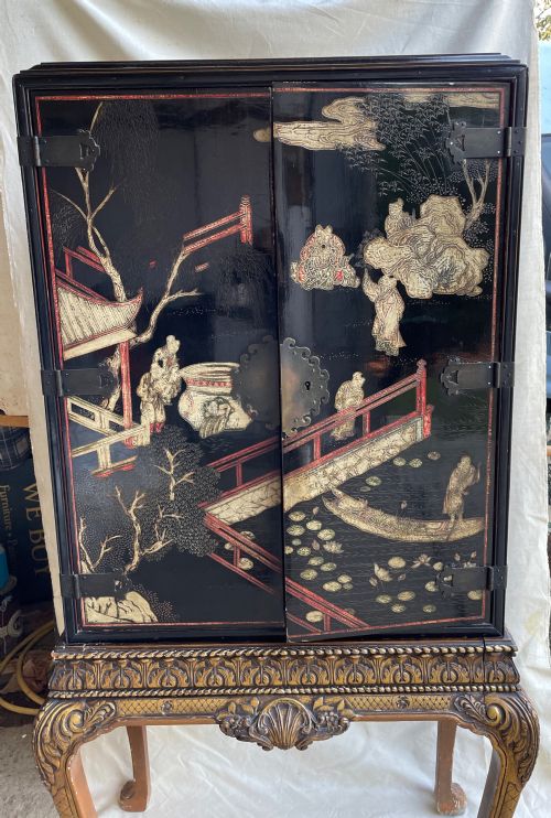 CHINOISERIE CABINET ON STAND C1920 - ADDITIONAL PHOTO 4