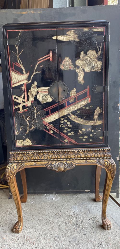 CHINOISERIE CABINET ON STAND C1920 - ADDITIONAL PHOTO 6