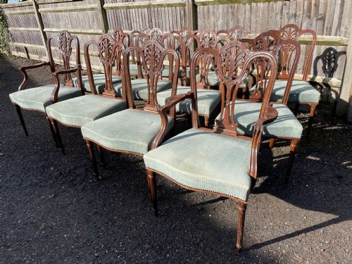 SET OF 12 HEPPLEWHITE STYLE MAHOGANY DINING CHAIRS - ADDITIONAL PHOTO 2
