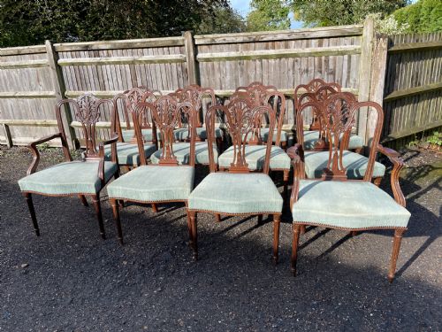 SET OF 12 HEPPLEWHITE STYLE MAHOGANY DINING CHAIRS - ADDITIONAL PHOTO 13