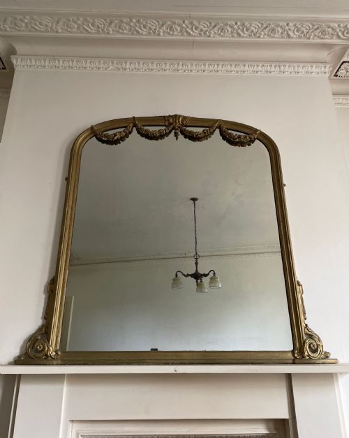 large english overmantle mirror c1870 - CATEGORY: ANTIQUE MIRRORS - DATED 1870