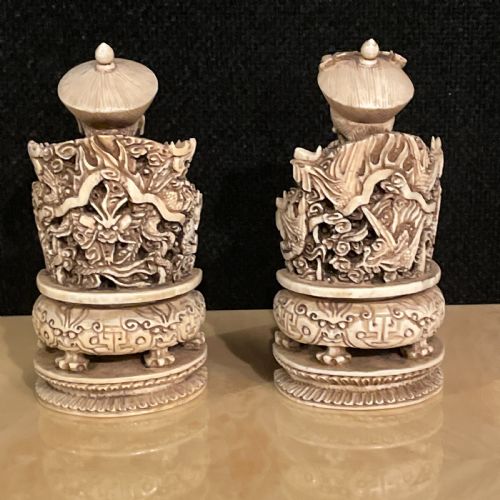 A FINELY CARVED PAIR OF CHINESE ANCESTRAL FIGURES C1900 - ADDITIONAL PHOTO 1