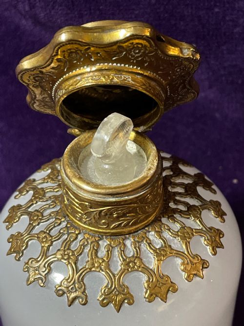 FRENCH OPALINE GLASS PERFUME BOTTLE WITH MINIATURE PAINTING OF COLUMN VENDOME - ADDITIONAL PHOTO 3