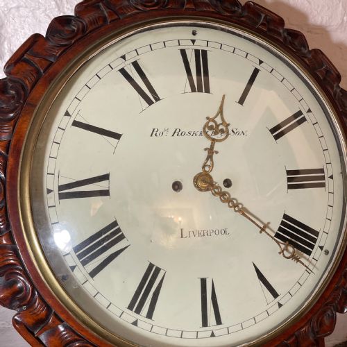 ROBERT ROSKELL LIVERPOOL AN EIGHT DAY DROP DIAL FUSEE WALL CLOCK - ADDITIONAL PHOTO 2