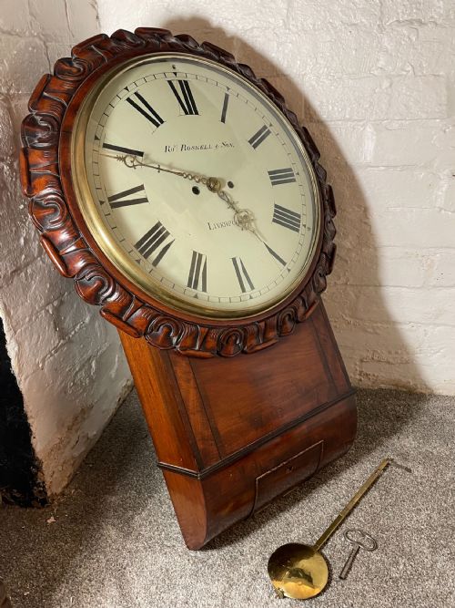 ROBERT ROSKELL LIVERPOOL AN EIGHT DAY DROP DIAL FUSEE WALL CLOCK - ADDITIONAL PHOTO 15