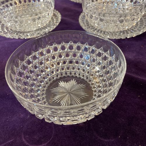 SET OF OF IRISH HOBNAIL CUT GLASS BOWLS AND MATCHING PLATES 16 - ADDITIONAL PHOTO 3