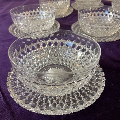 SET OF OF IRISH HOBNAIL CUT GLASS BOWLS AND MATCHING PLATES 16 - ADDITIONAL PHOTO 4