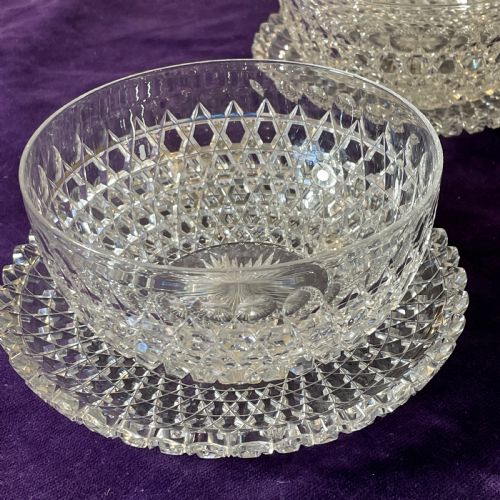 SET OF OF IRISH HOBNAIL CUT GLASS BOWLS AND MATCHING PLATES 16 - ADDITIONAL PHOTO 10