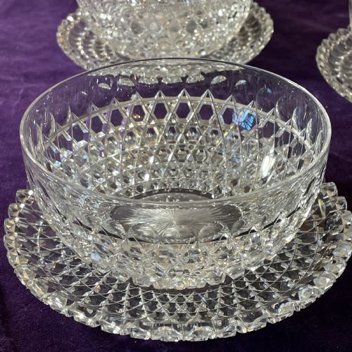 SET OF OF IRISH HOBNAIL CUT GLASS BOWLS AND MATCHING PLATES 16 - ADDITIONAL PHOTO 14