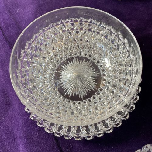 SET OF OF IRISH HOBNAIL CUT GLASS BOWLS AND MATCHING PLATES 16 - ADDITIONAL PHOTO 15