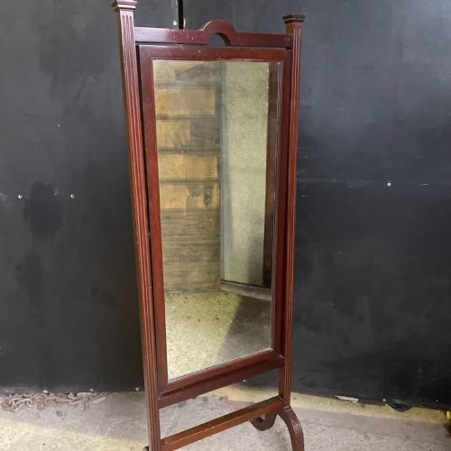 AN ANTIQUE MAHOGANY CHEVAL MIRROR C 1900 - ADDITIONAL PHOTO 2