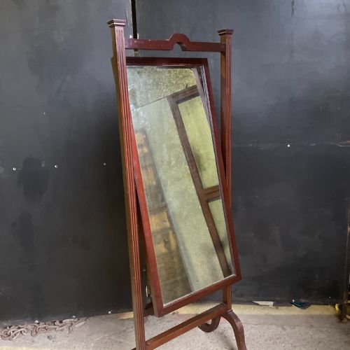 AN ANTIQUE MAHOGANY CHEVAL MIRROR C 1900 - ADDITIONAL PHOTO 4