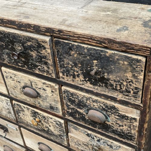 BANK OF PAINTED PINE DRAWERS 19THC - ADDITIONAL PHOTO 1