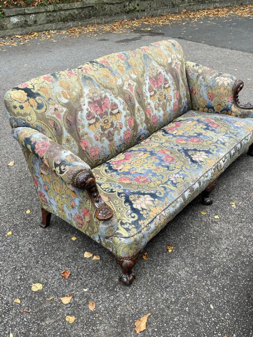 FINELY CARVED GEORGE II STYLE SOFA C1890 - ADDITIONAL PHOTO 1