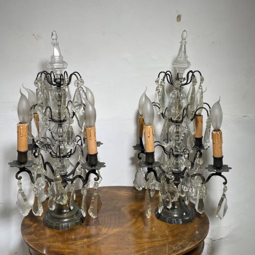 PAIR OF ANTIQUE FRENCH TABLE CHANDELIERS - ADDITIONAL PHOTO 1