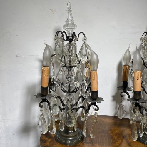 PAIR OF ANTIQUE FRENCH TABLE CHANDELIERS - ADDITIONAL PHOTO 2