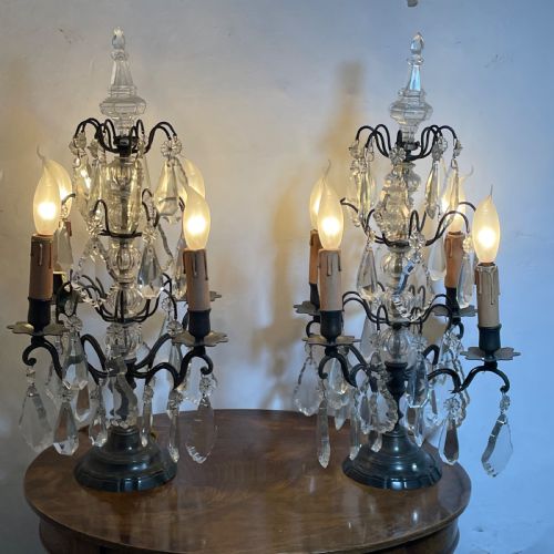 PAIR OF ANTIQUE FRENCH TABLE CHANDELIERS - ADDITIONAL PHOTO 4