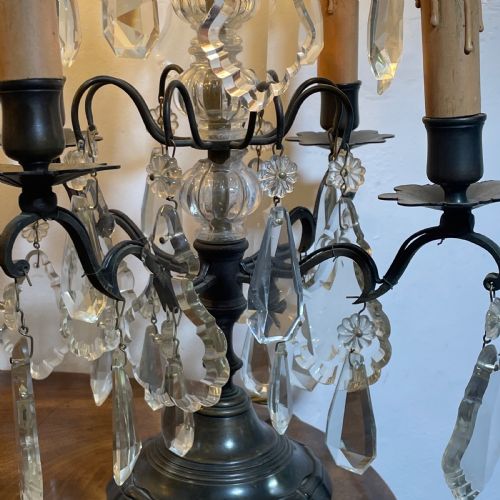 PAIR OF ANTIQUE FRENCH TABLE CHANDELIERS - ADDITIONAL PHOTO 5