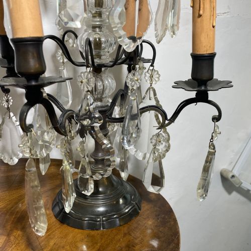PAIR OF ANTIQUE FRENCH TABLE CHANDELIERS - ADDITIONAL PHOTO 6
