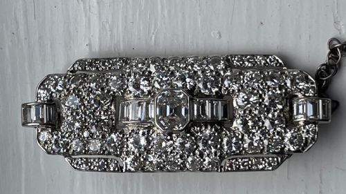 ART DECO DIAMOND PLATINUM BROOCH 48 CARATS - ADDITIONAL PHOTO 9