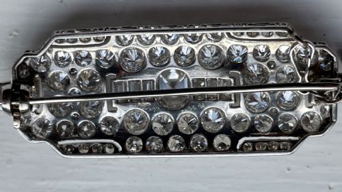 ART DECO DIAMOND PLATINUM BROOCH 48 CARATS - ADDITIONAL PHOTO 10