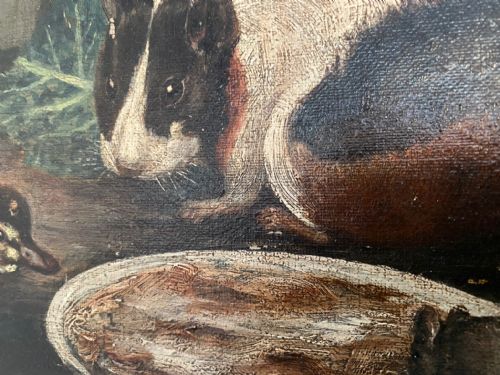 CHARMING VICTORIAN OIL PAINTING FARMYARD ANIMALS - ADDITIONAL PHOTO 3